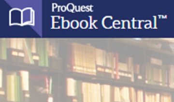 ProQuest Ebook Central logo with photos of shelved books